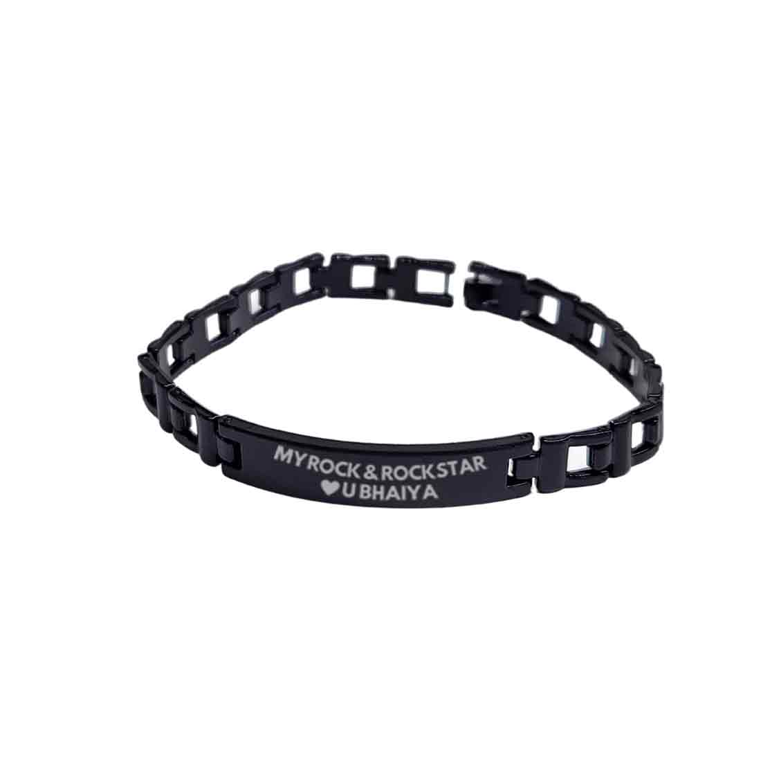Stylish Rakhi For Brother - Premium Metal Bracelet For Celebration of Sibling Love Raksha Bandhan Engraved With - My Rock & Rockstar - Image 2
