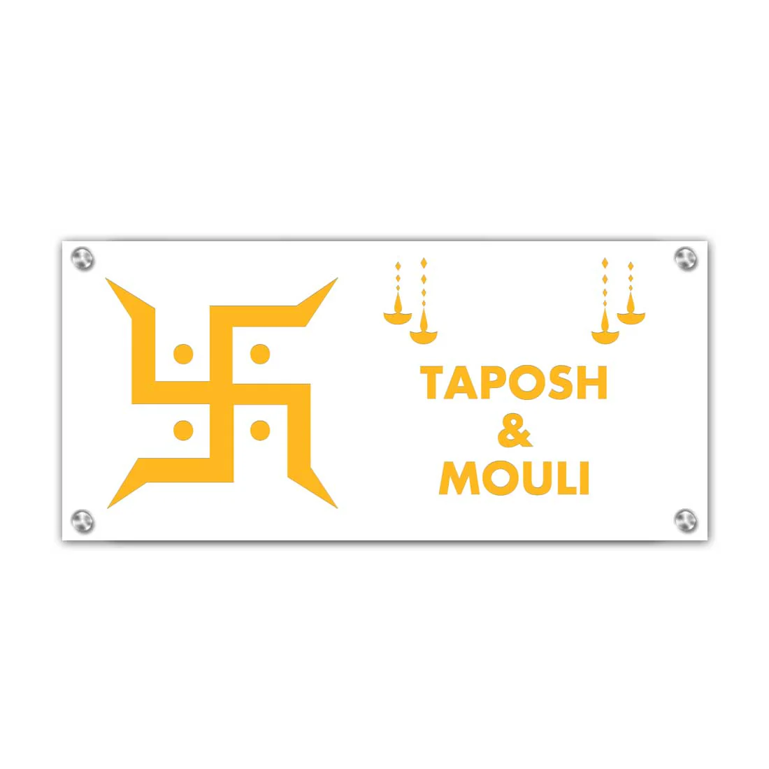 Swastik Name Plate Hindu NamePlates for Home Flats Bungalows - Beautiful Nameplates in White, Golden & Silver-16x7” - Image 8