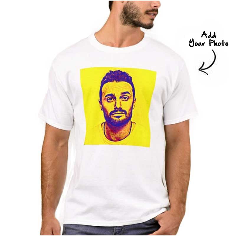 Personalized Mens T-Shirt Add Photo With Yellow Effect