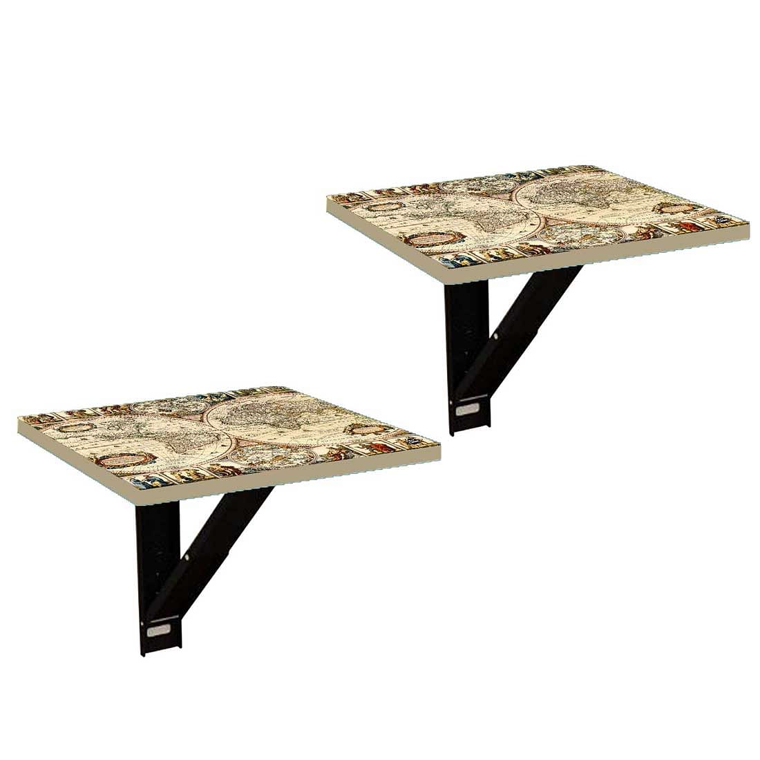 Wall Mounted Folding Bedside Table - World Map Design - Image 2