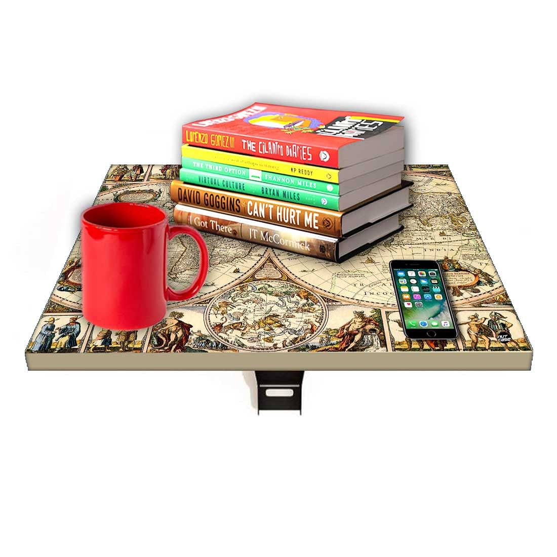 Wall Mounted Folding Bedside Table - World Map Design - Image 7