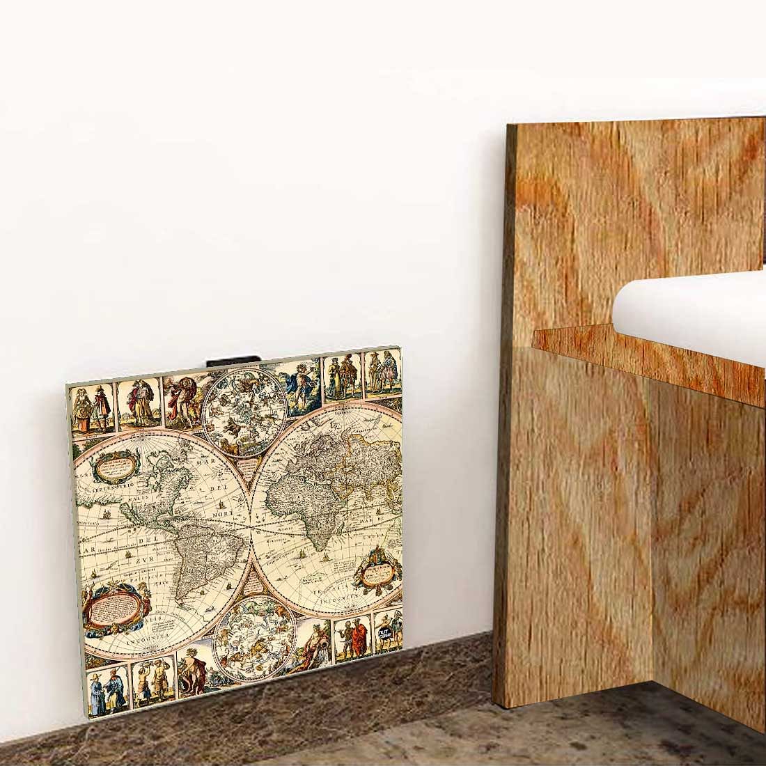 Wall Mounted Folding Bedside Table - World Map Design - Image 8
