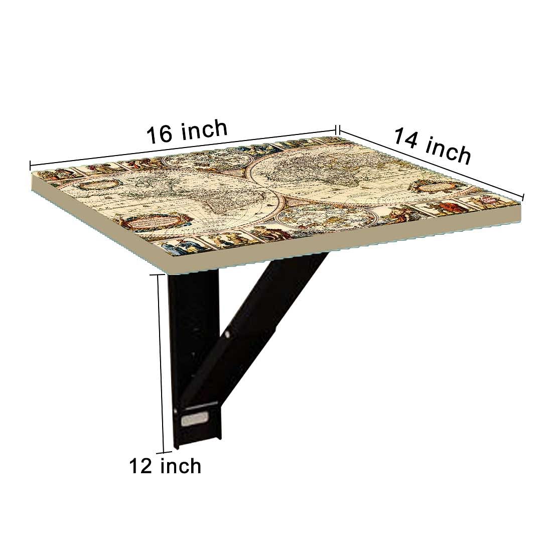 Wall Mounted Folding Bedside Table - World Map Design - Image 9