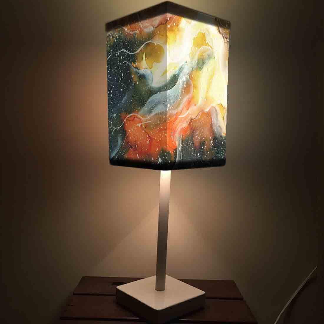 Side Table Light for Bedroom Fabric Shade