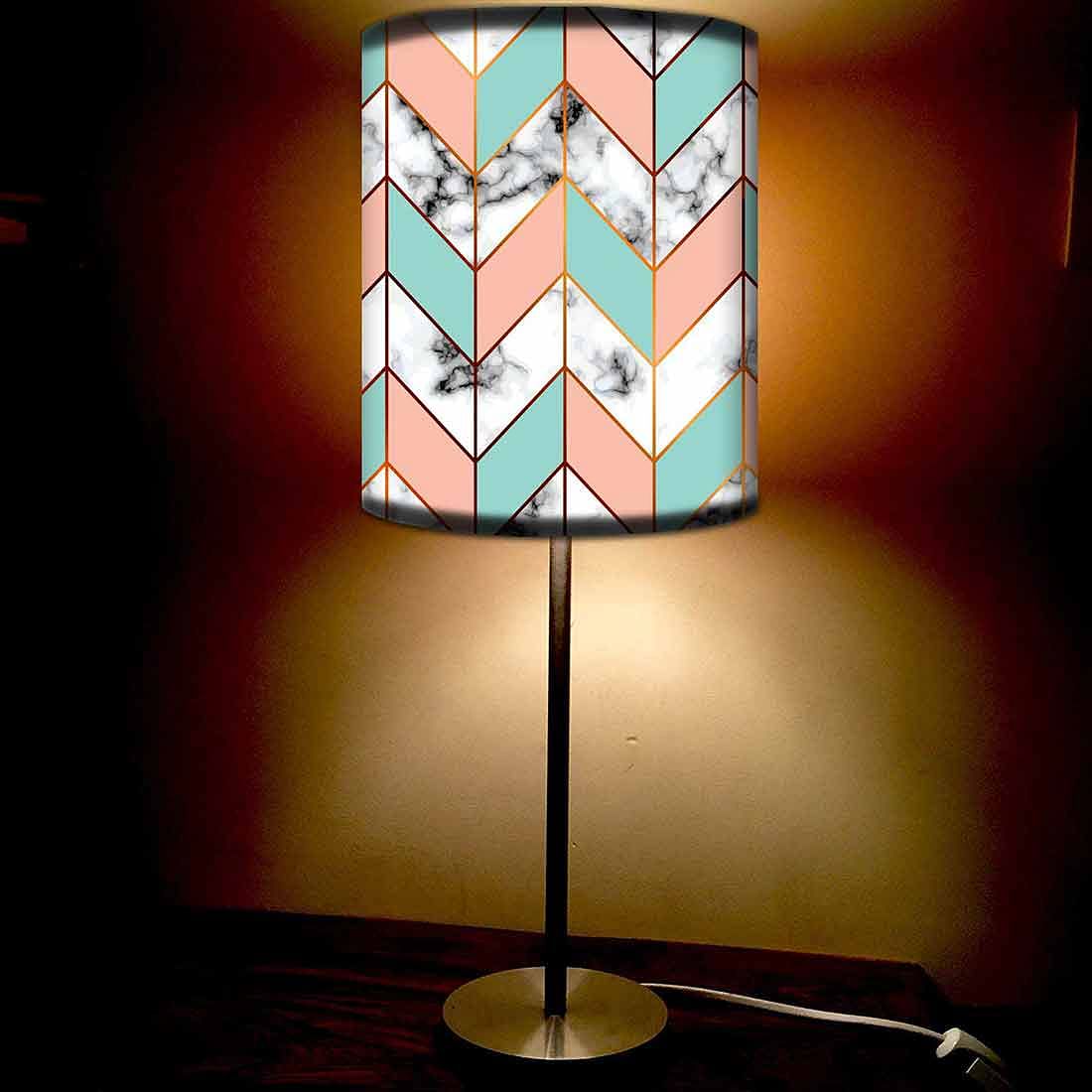 White Peach Marble Pastle End Table Lamps for Living Room