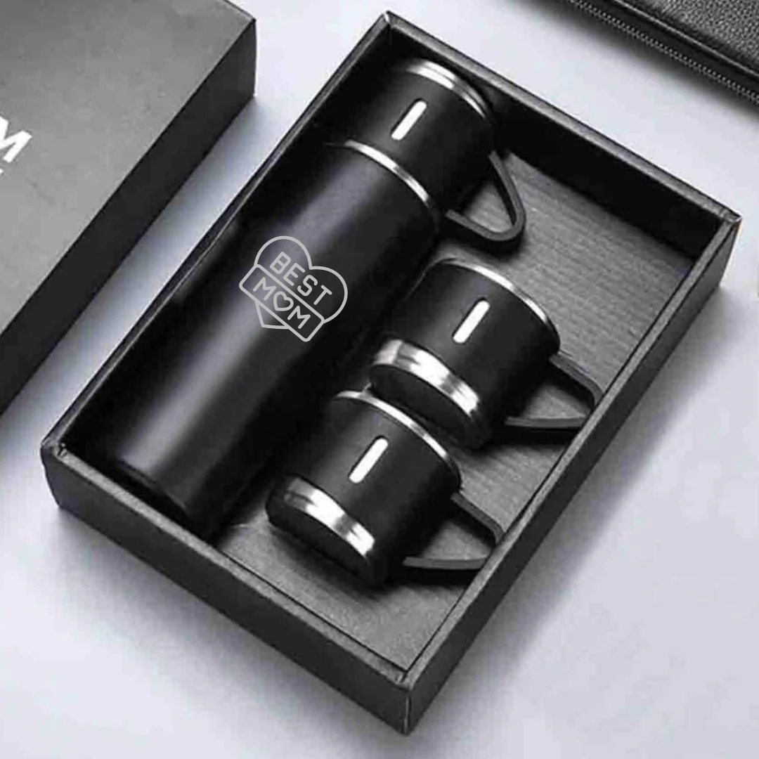 Tea Coffee Flask With 2 Cups for Mom - Stainless Steel Vacuum Thermos 500ml - Best Mom - Image 4