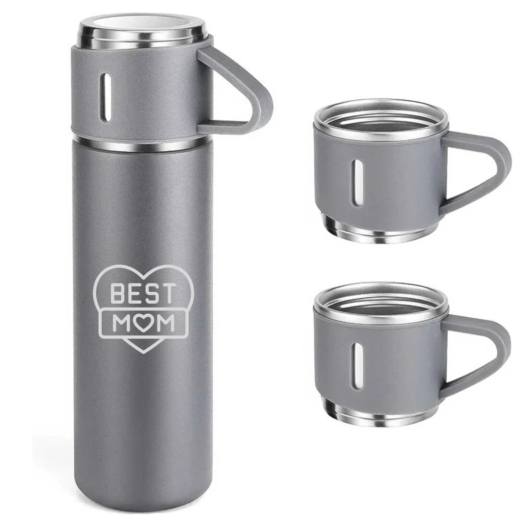 Tea Coffee Flask With 2 Cups for Mom - Stainless Steel Vacuum Thermos 500ml - Best Mom - Image 5