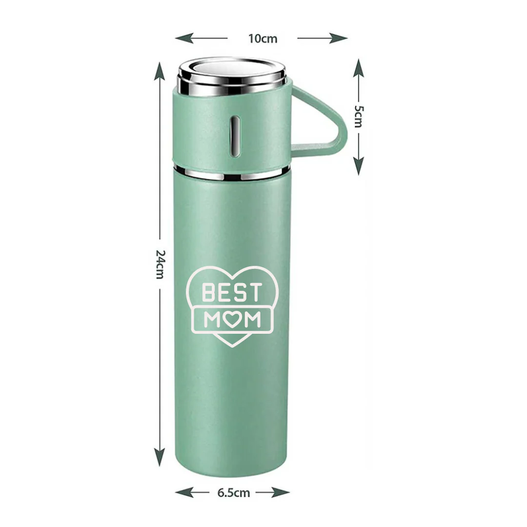 Tea Coffee Flask With 2 Cups for Mom - Stainless Steel Vacuum Thermos 500ml - Best Mom - Image 6