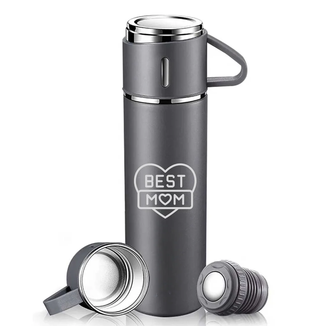 Tea Coffee Flask With 2 Cups for Mom - Stainless Steel Vacuum Thermos 500ml - Best Mom - Image 7