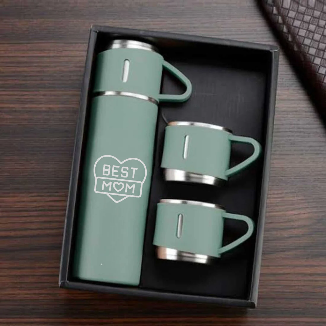 Tea Coffee Flask With 2 Cups for Mom - Stainless Steel Vacuum Thermos 500ml - Best Mom - Image 8