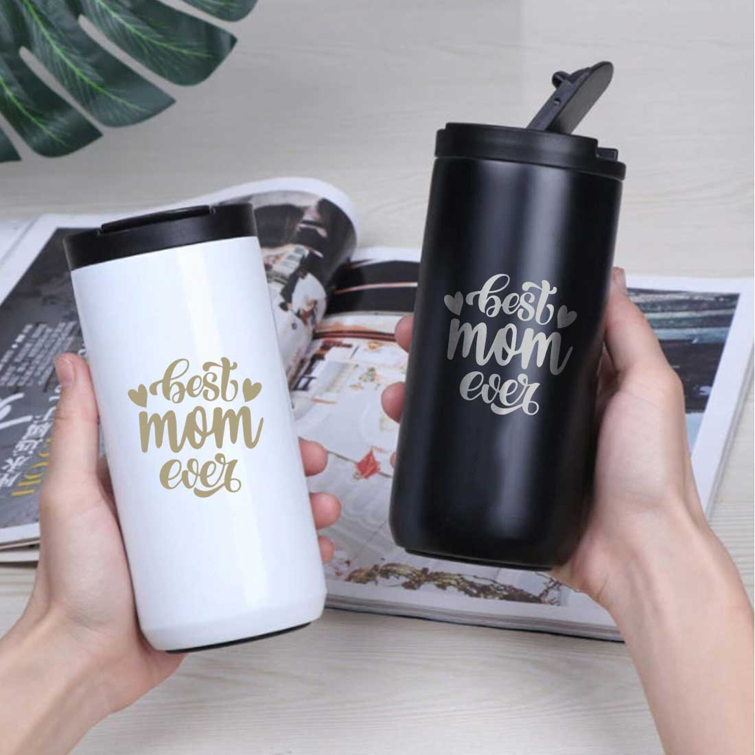 Tea Travel Mug with Lid Engraved Stainless Steel Flask for Mother Day Gift (400ML) - Best Mom Ever - Image 6