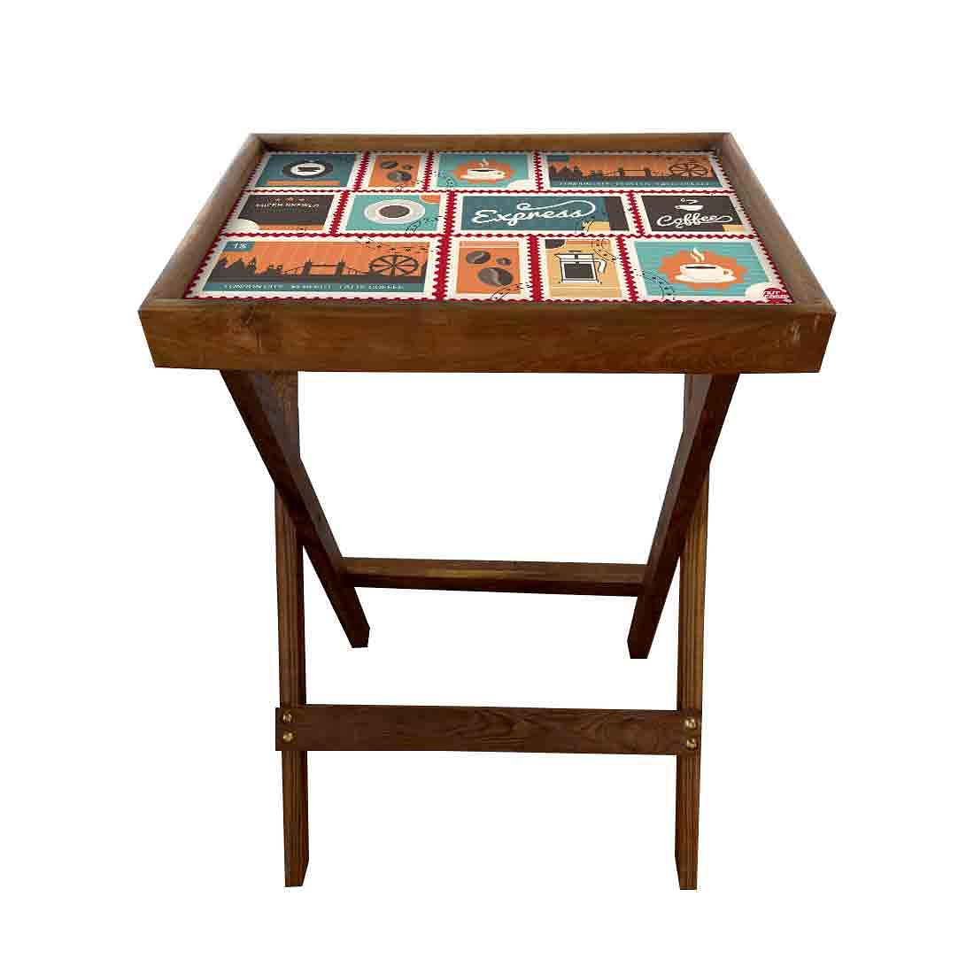 Folding Tray Table for Living Room Serving Snacks Tables - Express Coffee - Image 3