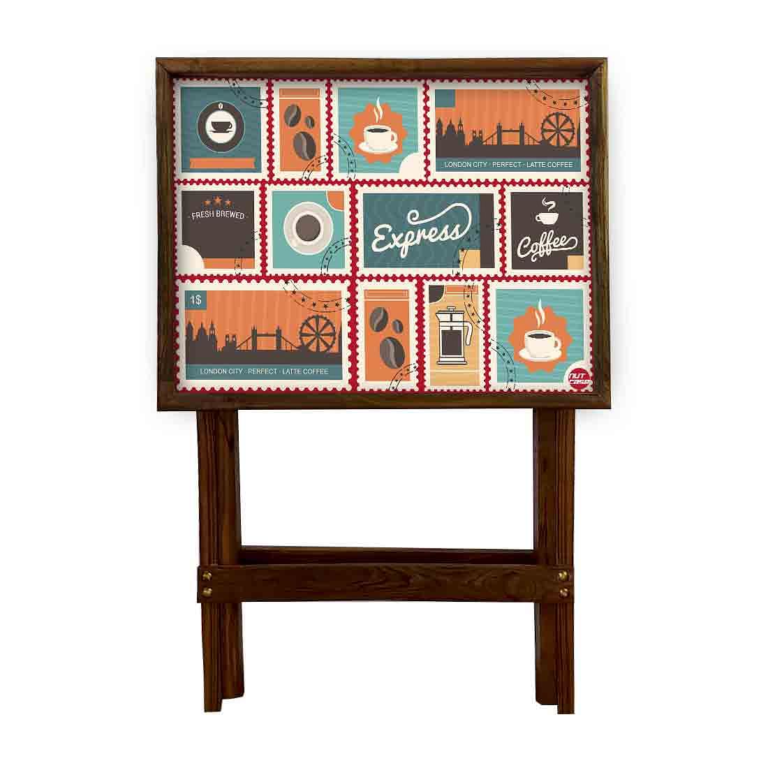 Folding Tray Table for Living Room Serving Snacks Tables - Express Coffee - Image 4