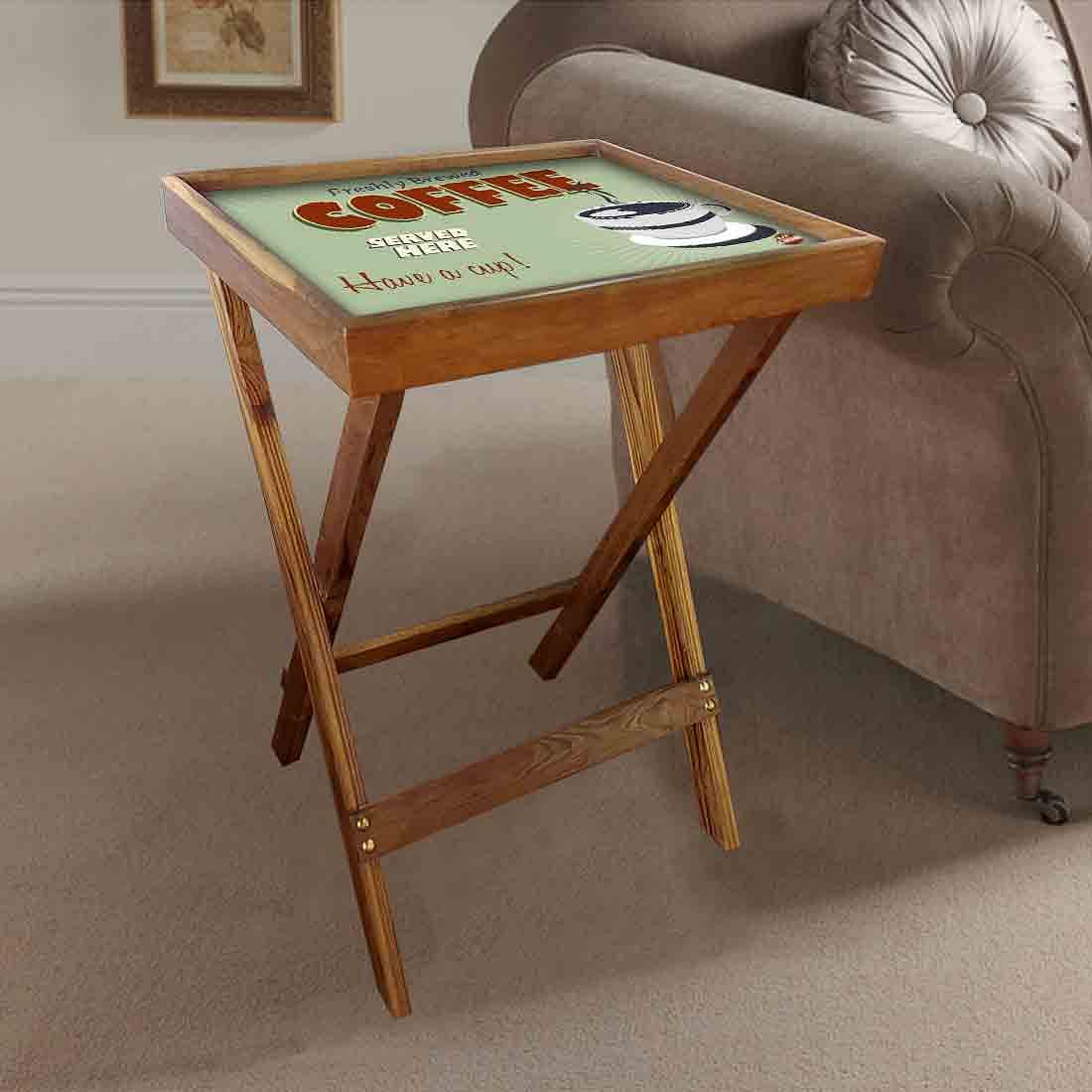 Foldable TV Tray Table Bar Snacks Serving Tables - Coffee - Image 2