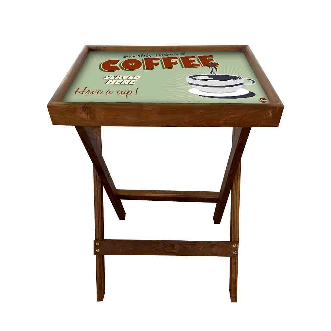 Foldable TV Tray Table Bar Snacks Serving Tables - Coffee - Image 3