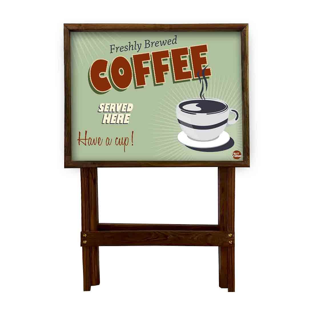 Foldable TV Tray Table Bar Snacks Serving Tables - Coffee - Image 4