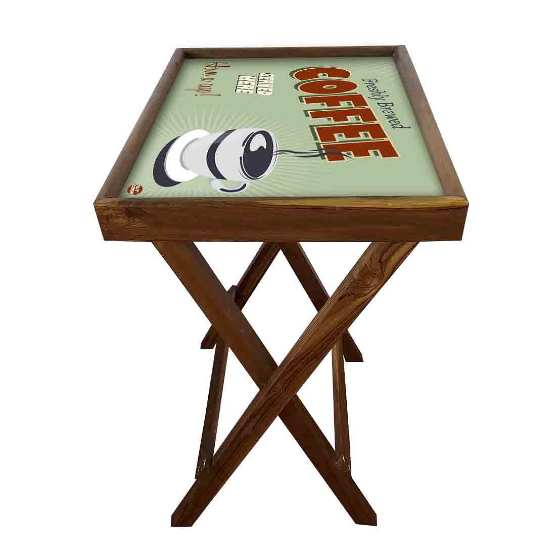 Foldable TV Tray Table Bar Snacks Serving Tables - Coffee - Image 5