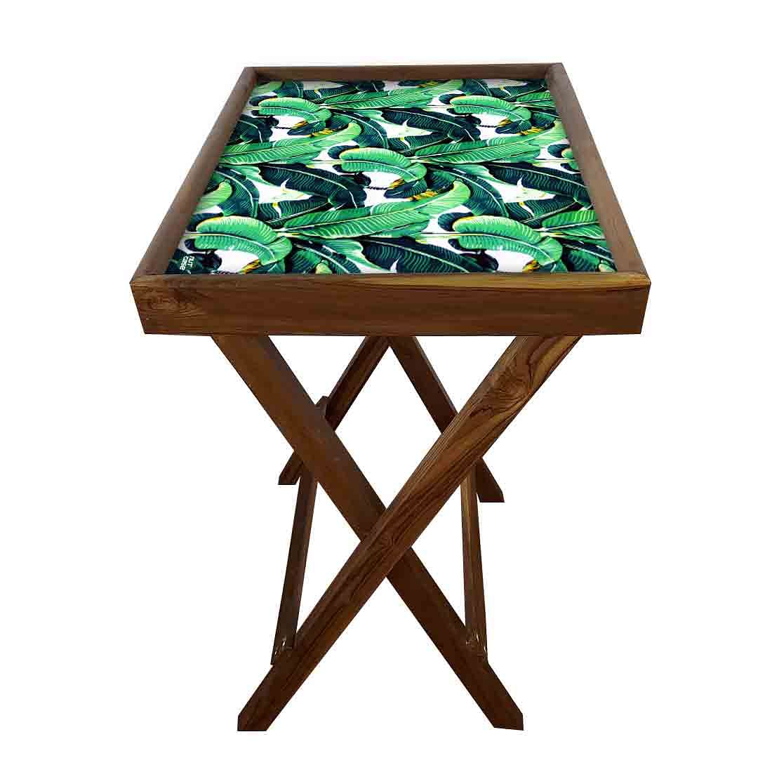 Nutcase Folding Patio Table Serving Side Tables for Living Room-Banana Leaves - Image 5