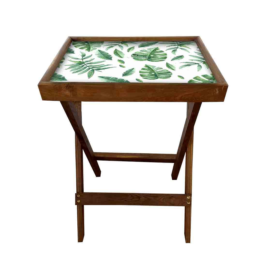 Foldable TV Trays Table Bar Snacks Serving Tables - Green Leaves - Image 3