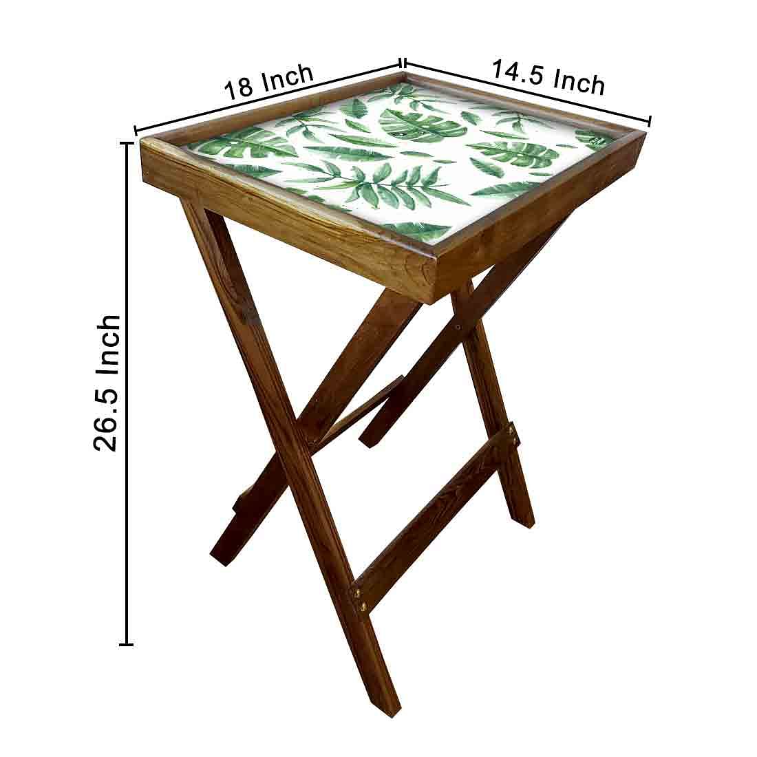 Foldable TV Trays Table Bar Snacks Serving Tables - Green Leaves - Image 6