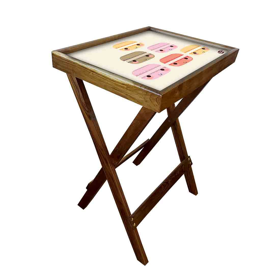 Folding Tray Table for Living Room Serving Snacks Tables - Cute Burgers