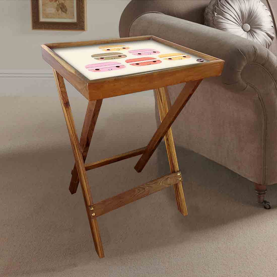 Folding Tray Table for Living Room Serving Snacks Tables - Cute Burgers - Image 2