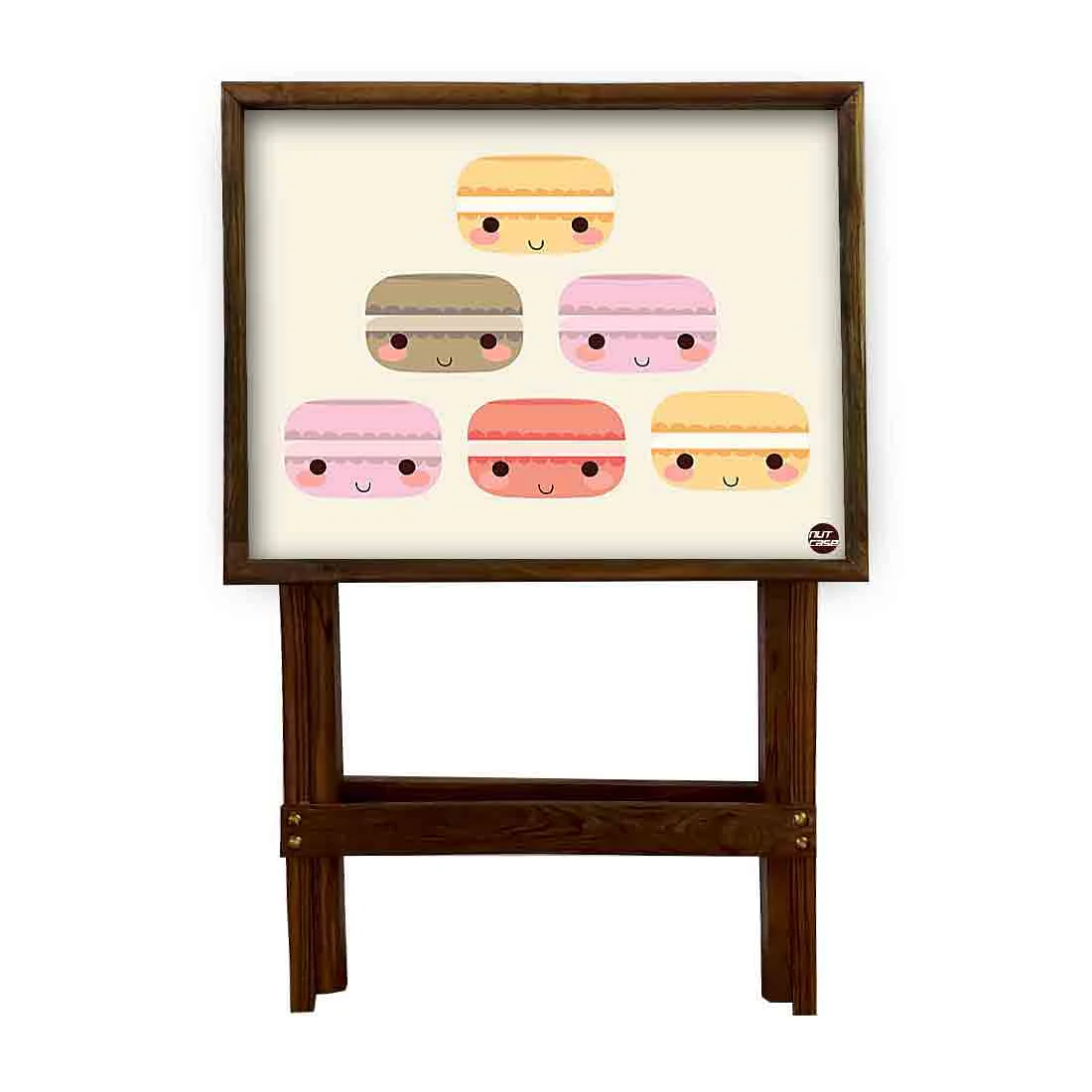 Folding Tray Table for Living Room Serving Snacks Tables - Cute Burgers - Image 4