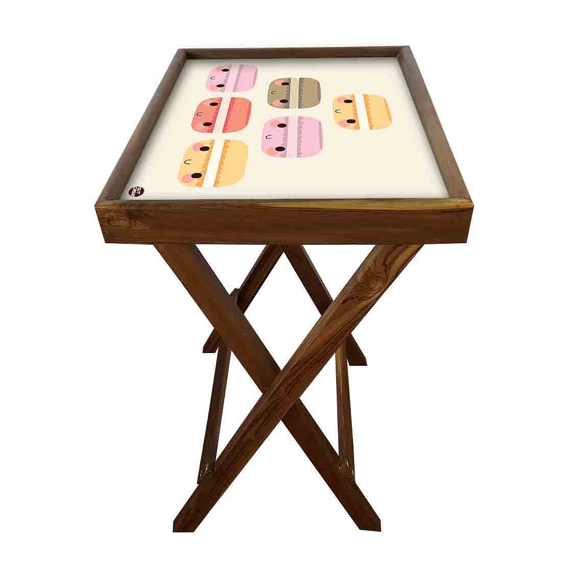 Folding Tray Table for Living Room Serving Snacks Tables - Cute Burgers - Image 5