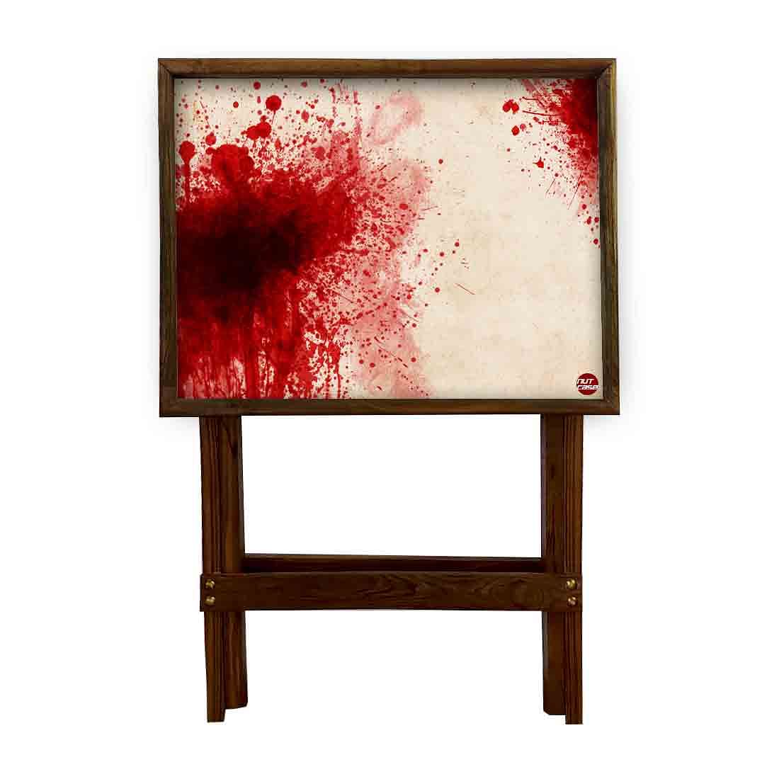 Folding TV Table Bar Snacks Serving Tables for Living Room - Blood spatters - Image 4