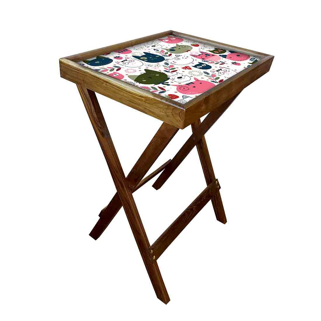 Foldable Living Room Table Snacks Serving for Kids - Cats