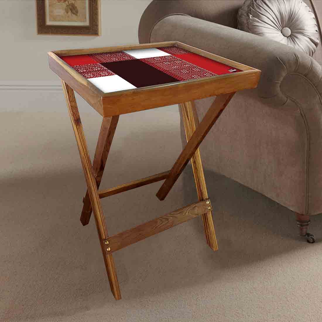 Folding TV Tray Table for Living Room Bedroom Side Tables - Box pattern - Image 2