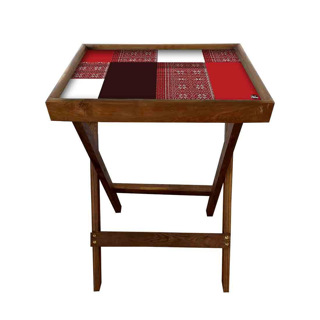 Folding TV Tray Table for Living Room Bedroom Side Tables - Box pattern - Image 3