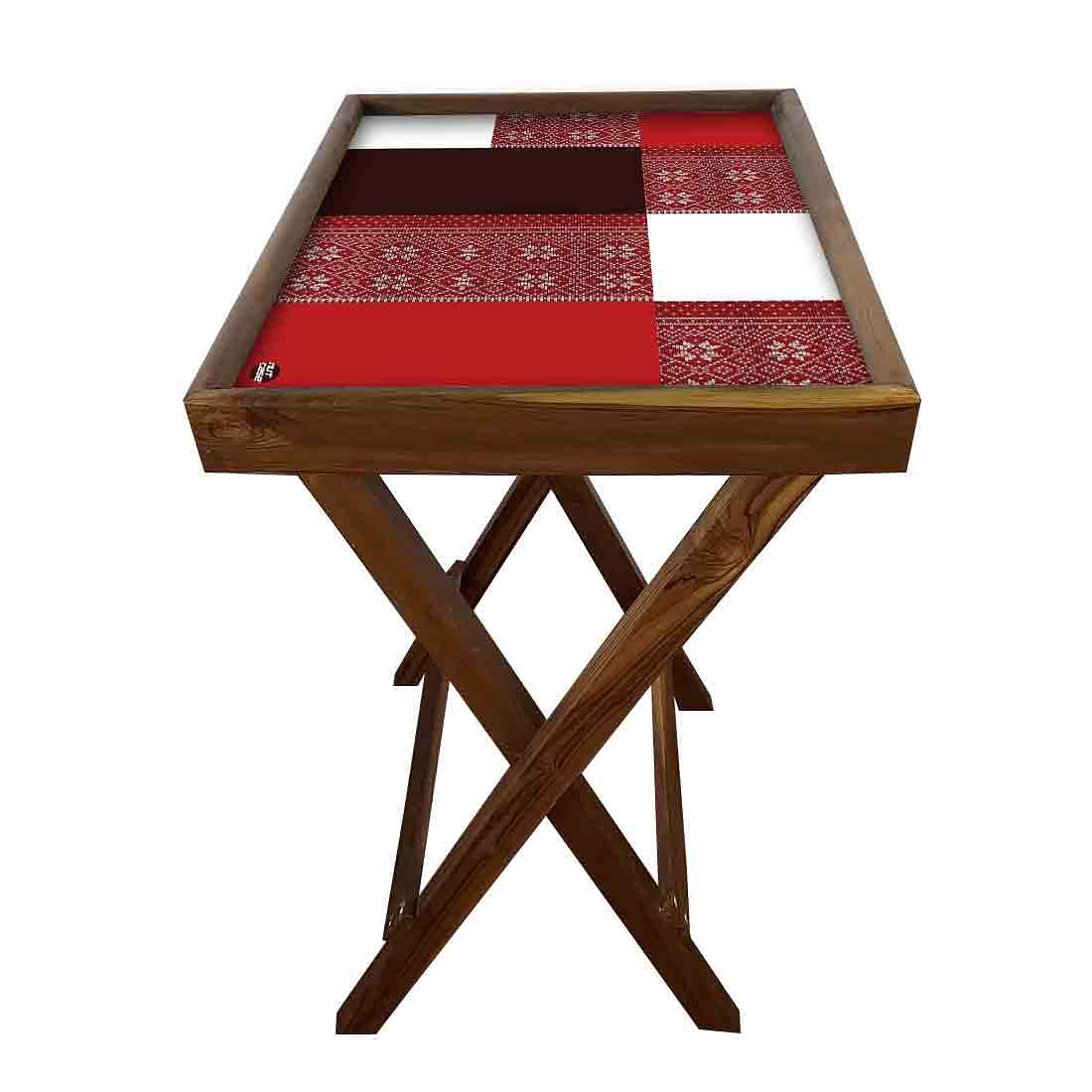Folding TV Tray Table for Living Room Bedroom Side Tables - Box pattern - Image 5