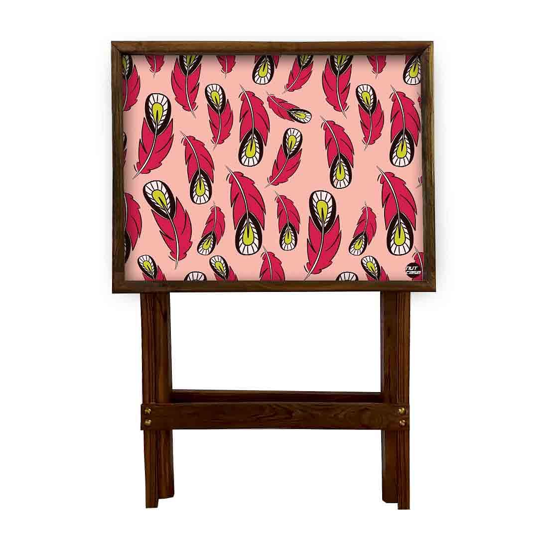 Folding Tray Serving Side Table for Living Room - Feathers - Image 4