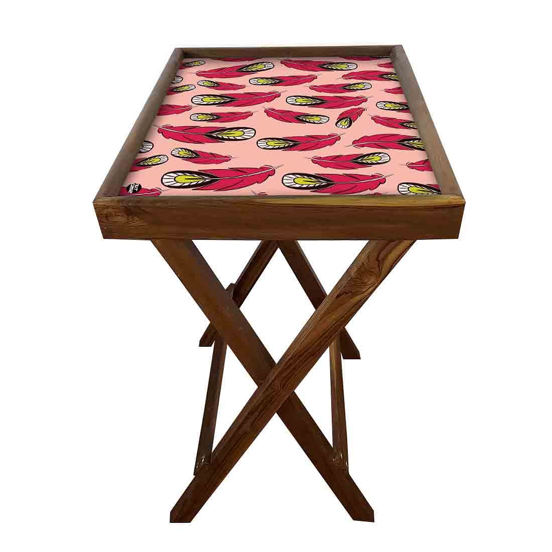 Folding Tray Serving Side Table for Living Room - Feathers - Image 5