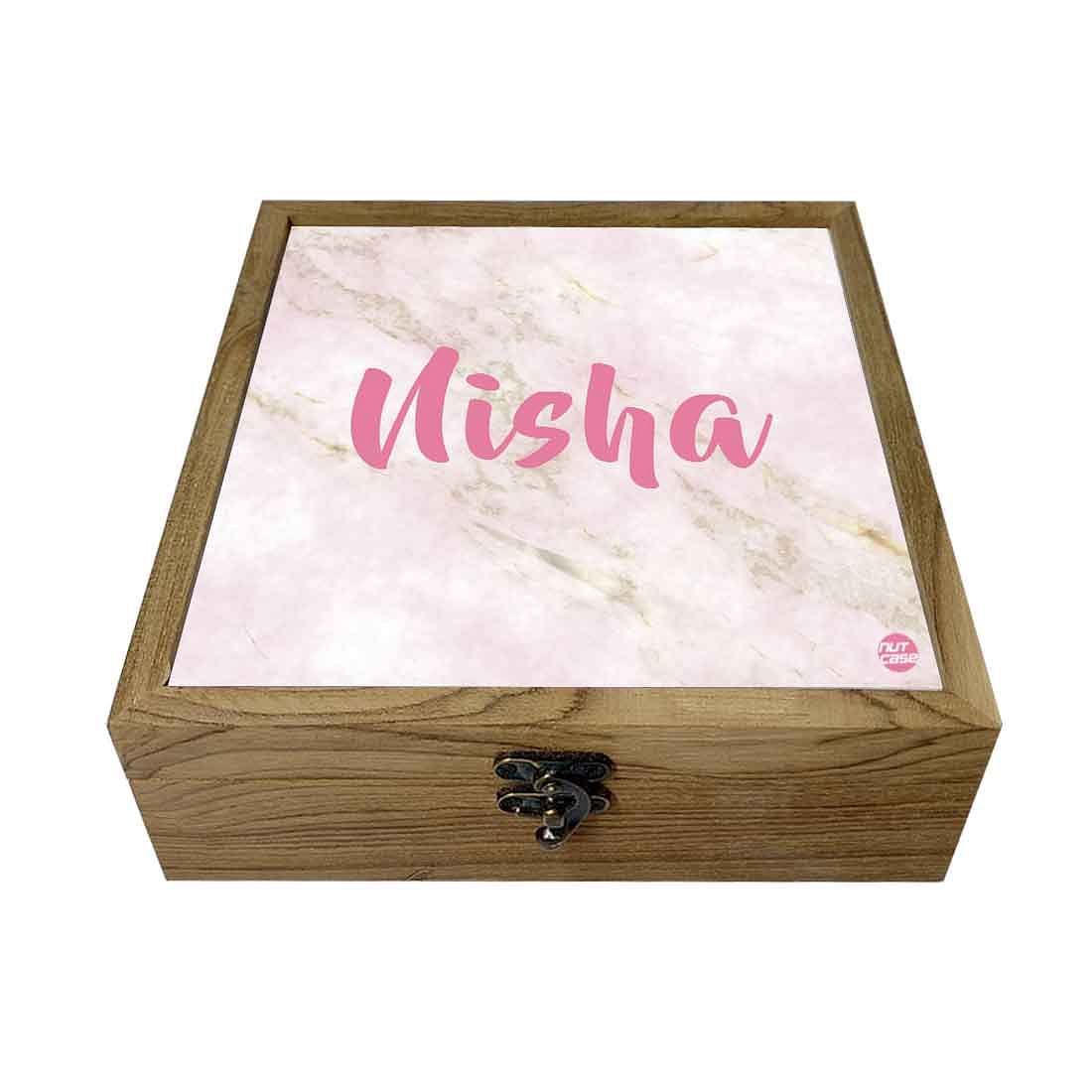 Customized Wooden Jewelry Box for Girls - Pink Marble