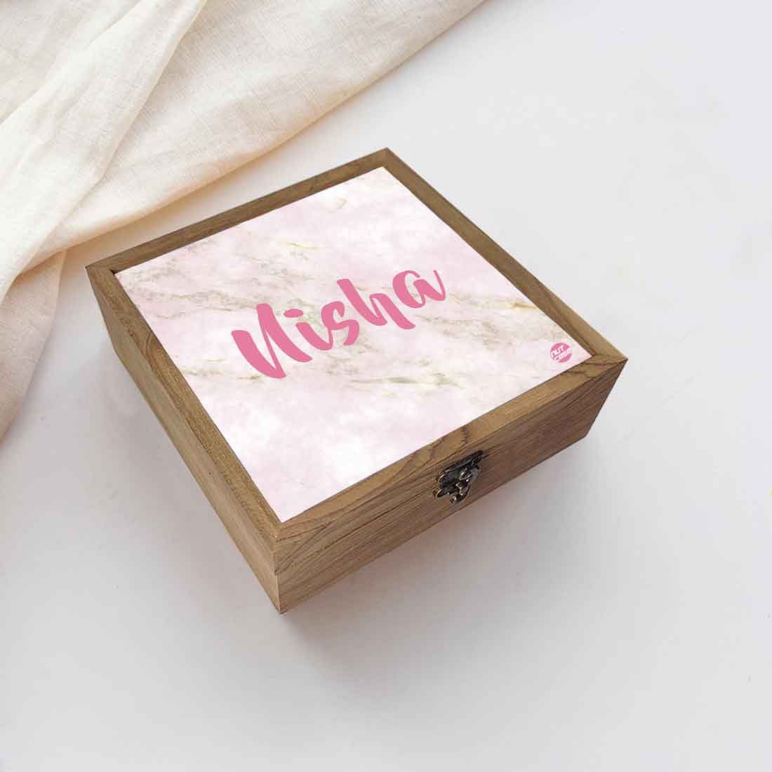 Customized Wooden Jewelry Box for Girls - Pink Marble - Image 5