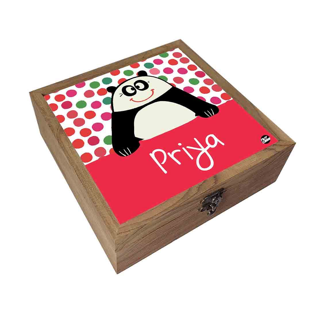 Personalized Jewellery Makeup Storage Box Wooden - Panda - Image 2