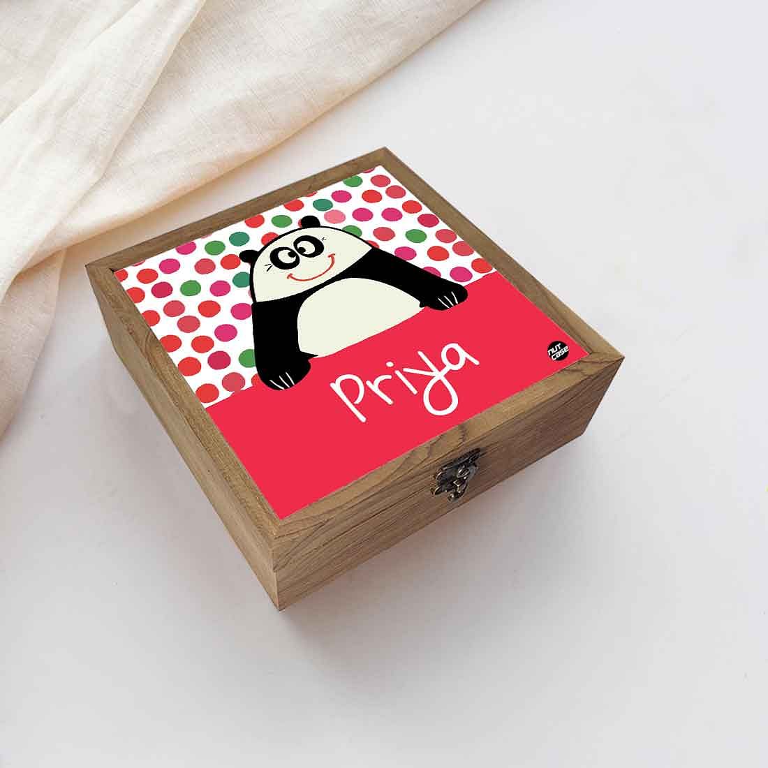 Personalized Jewellery Makeup Storage Box Wooden - Panda - Image 5