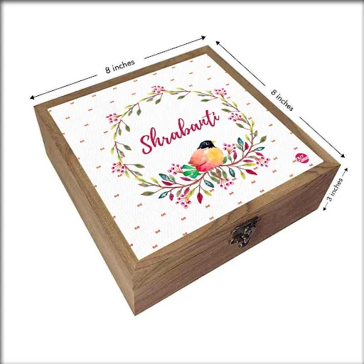 Customized Jewellery Box With Name - Floral Pattern - Image 4