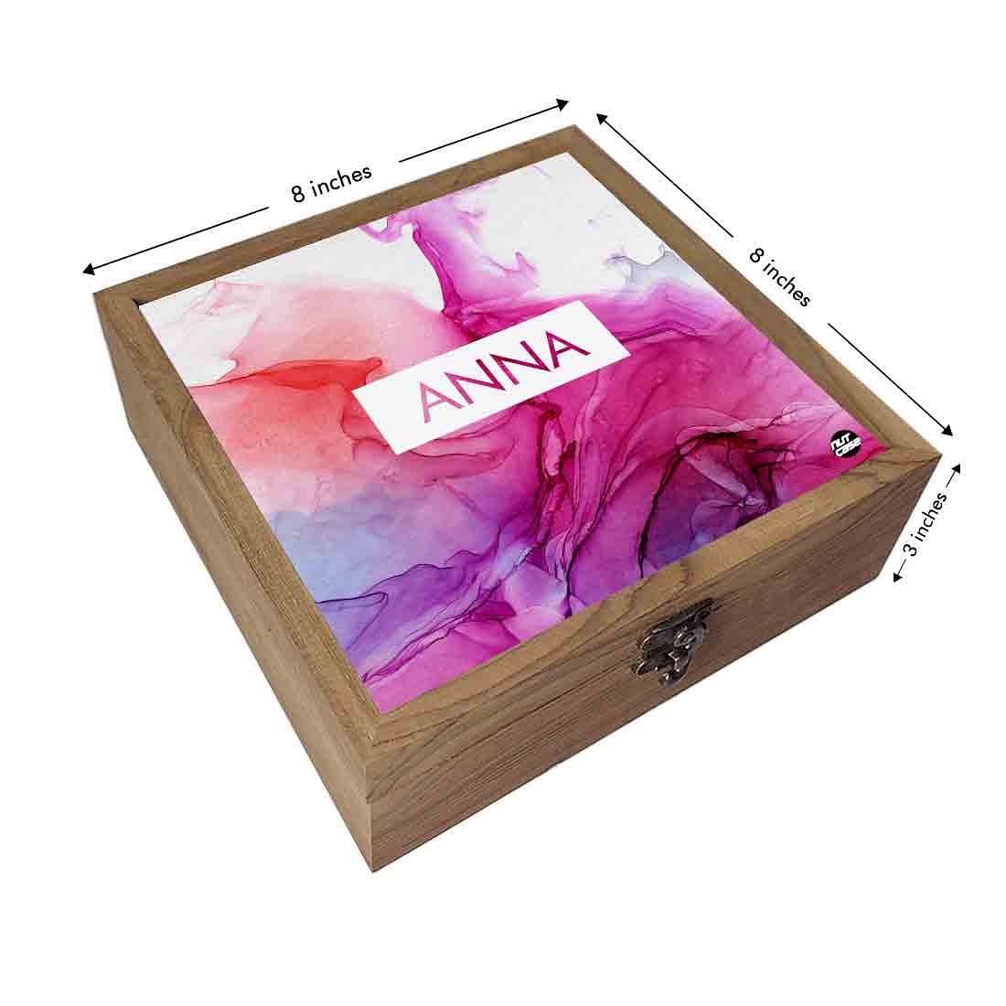 Personalized Jewellery Box in Wood for Women - Pink Watercolor - Image 3