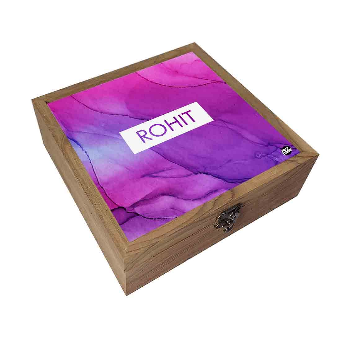 Custom Personalized Gifts Jewelry Box for Women - Purple Ink Watercolor - Image 2