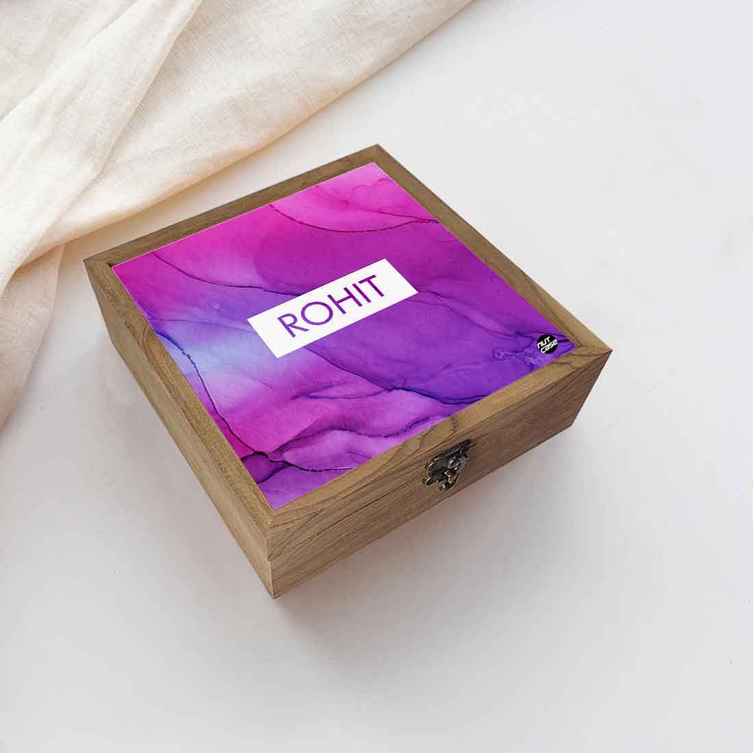 Custom Personalized Gifts Jewelry Box for Women - Purple Ink Watercolor - Image 5