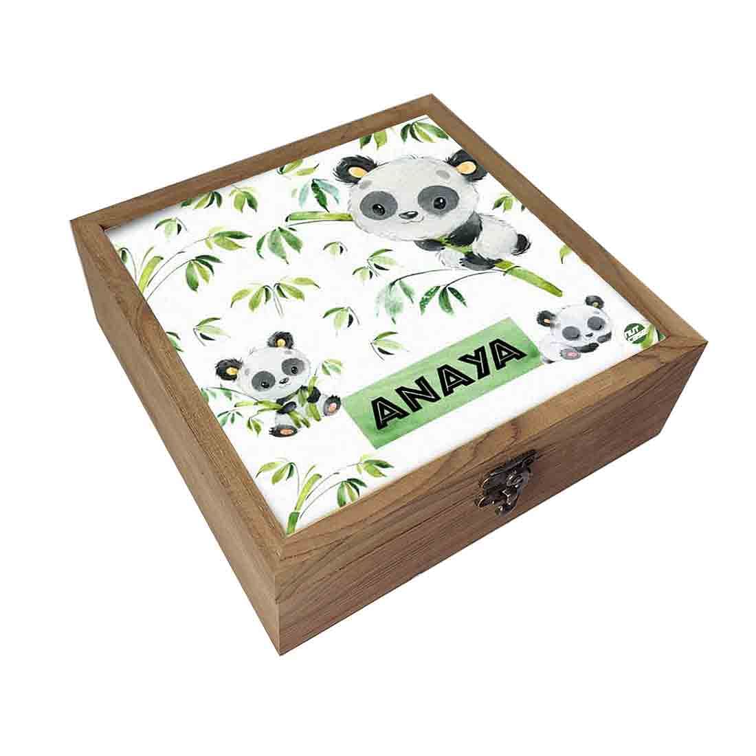Personalized for Kids Wood Jewelry Storage - Cute Panda - Image 2