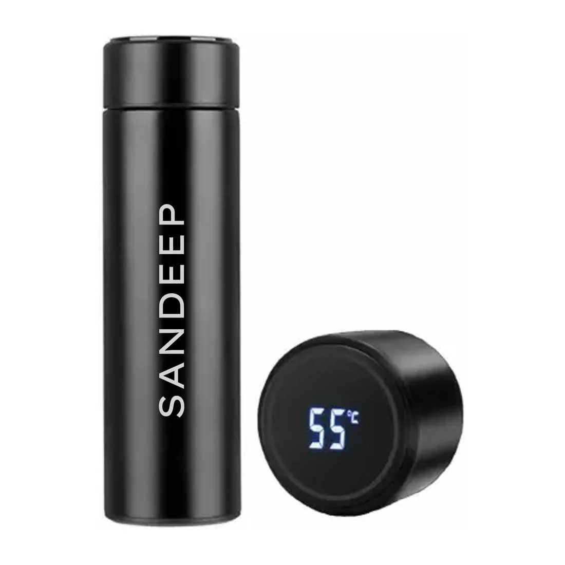 Black Personalised Thermos Chai Flask With Temperature Display - Add Text - Image 3