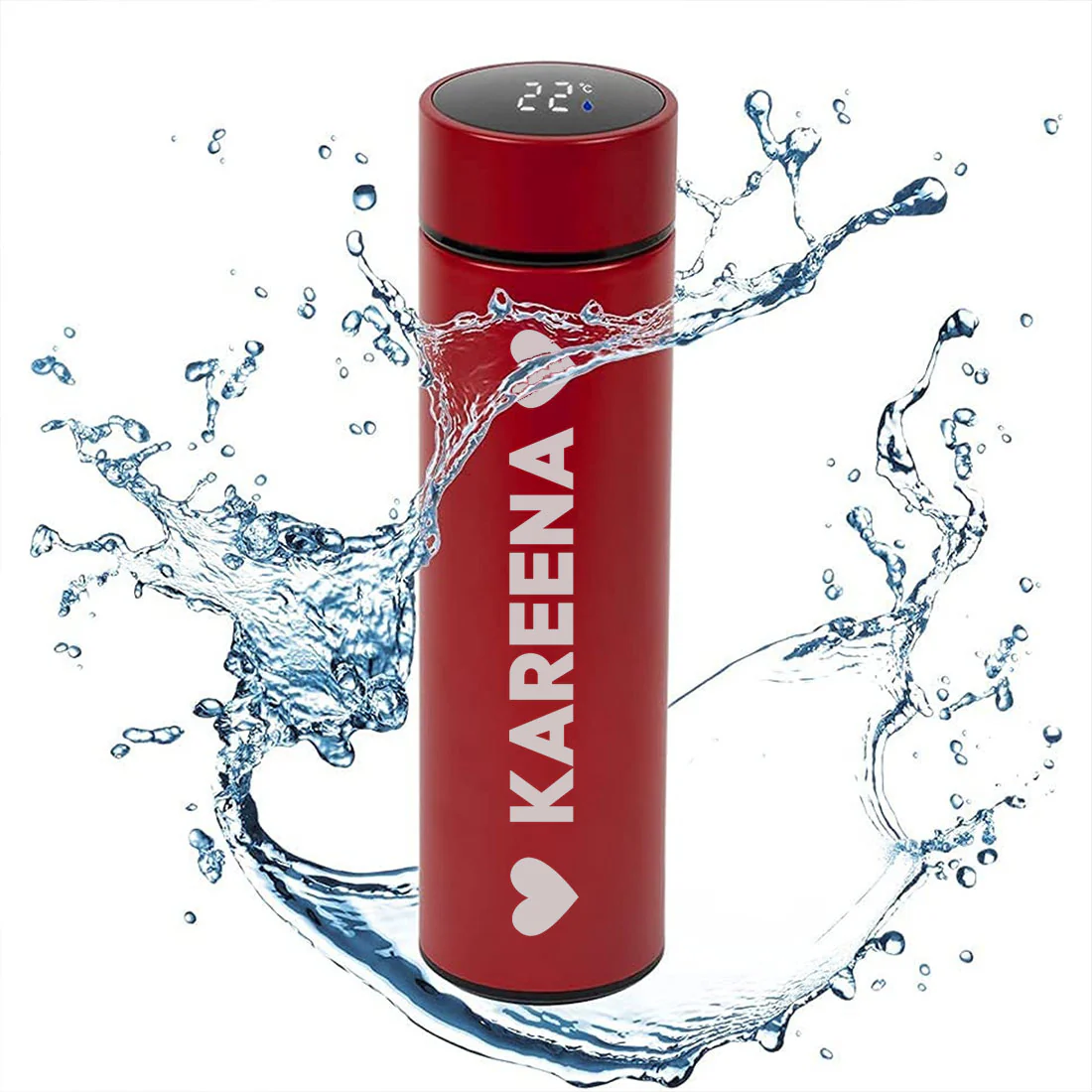 Personalised Thermos Bottle for Coffee Travel With Temperature Display- Heart