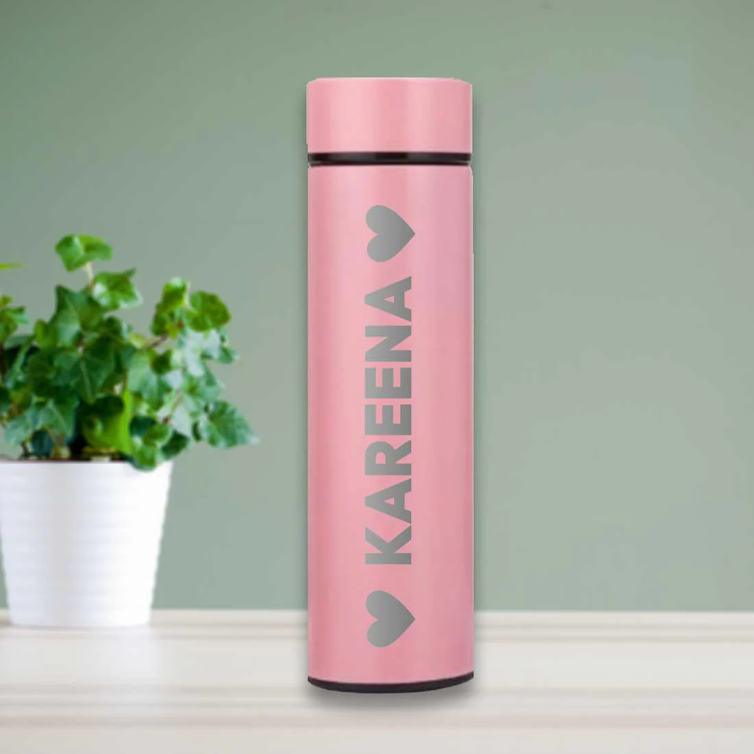Personalised Thermos Bottle for Coffee Travel With Temperature Display- Heart - Image 2