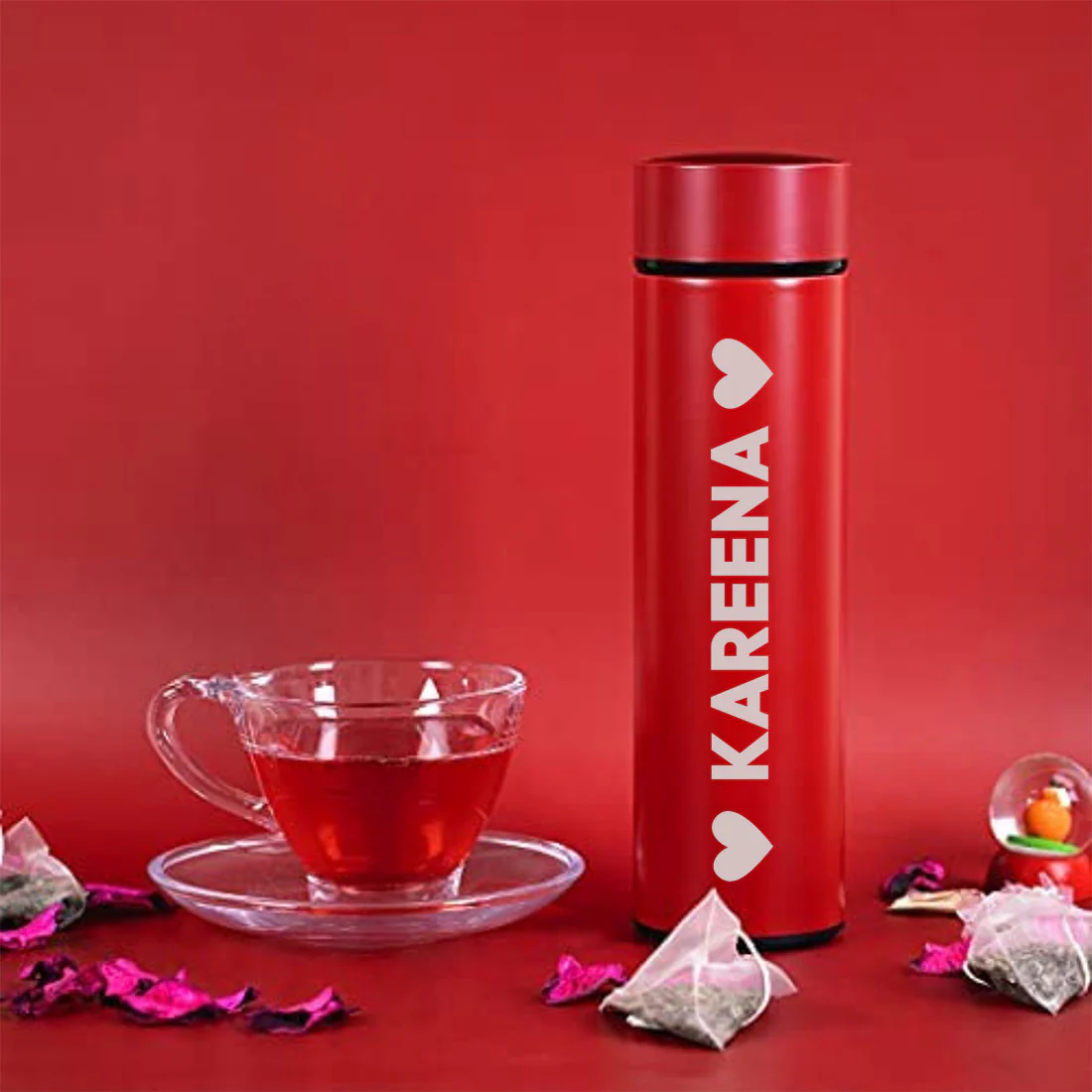 Personalised Thermos Bottle for Coffee Travel With Temperature Display- Heart - Image 4