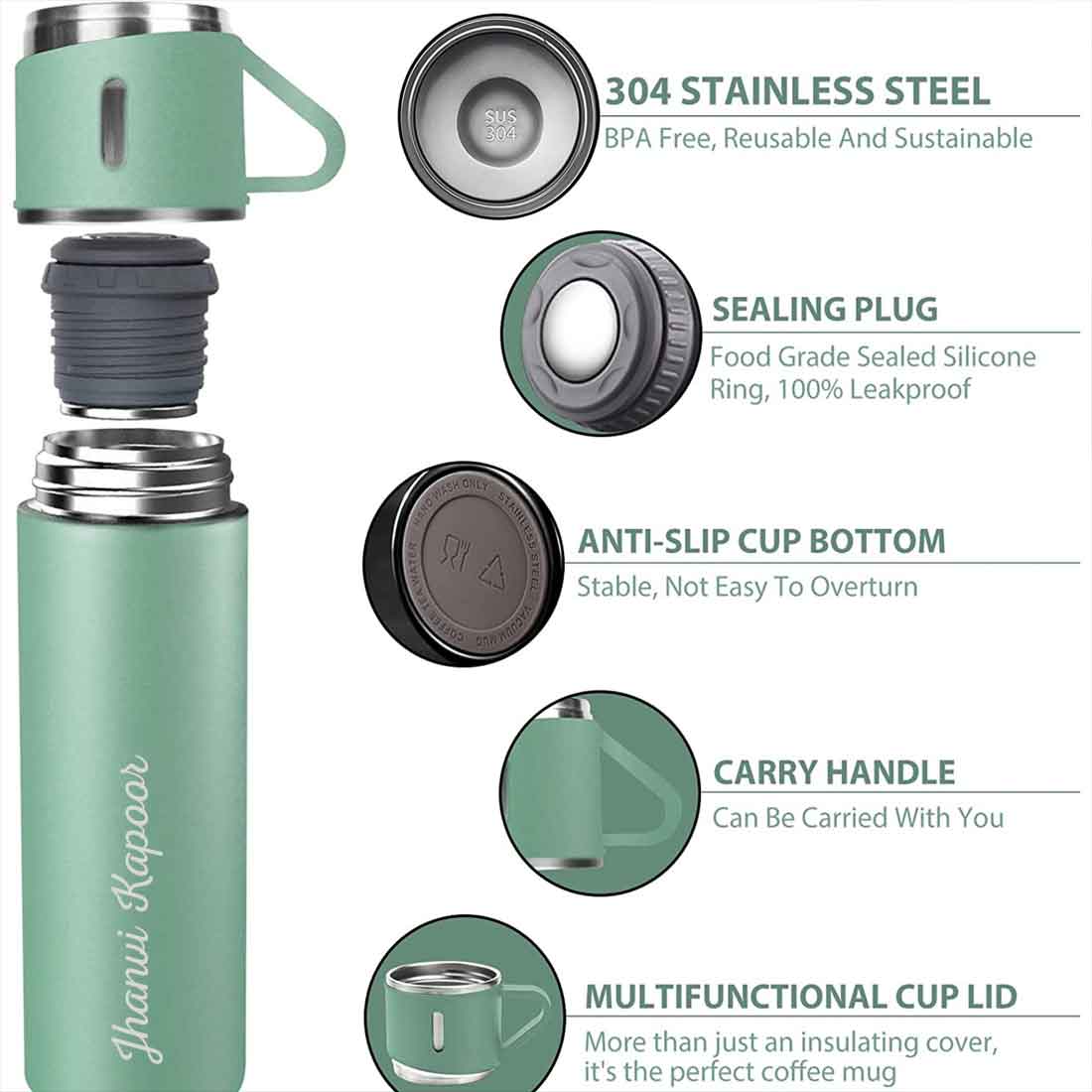Customized Thermos Coffee Cup Flask Travel Gift Box Stainless Steel - Add Full Name - Image 31