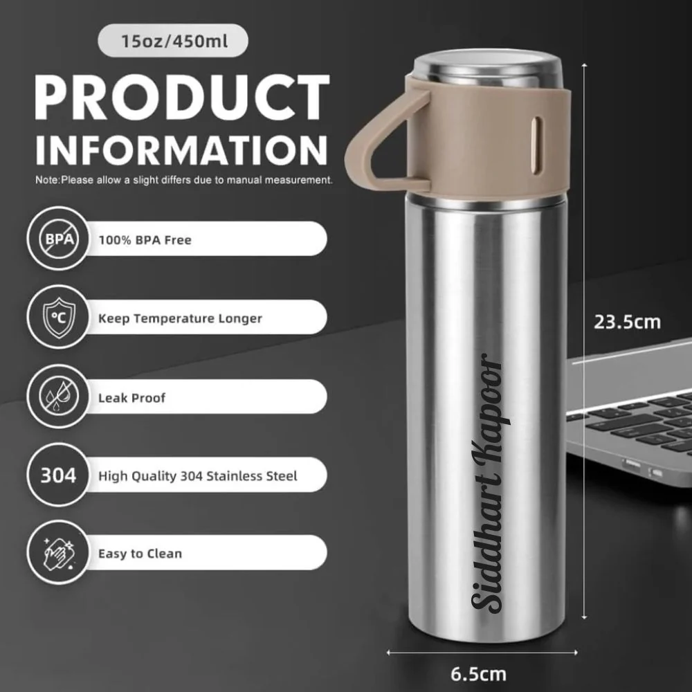 Personalized Thermos Cup For Tea Flask Gift Box Set Stainless Steel Flask - Add Name - Image 14